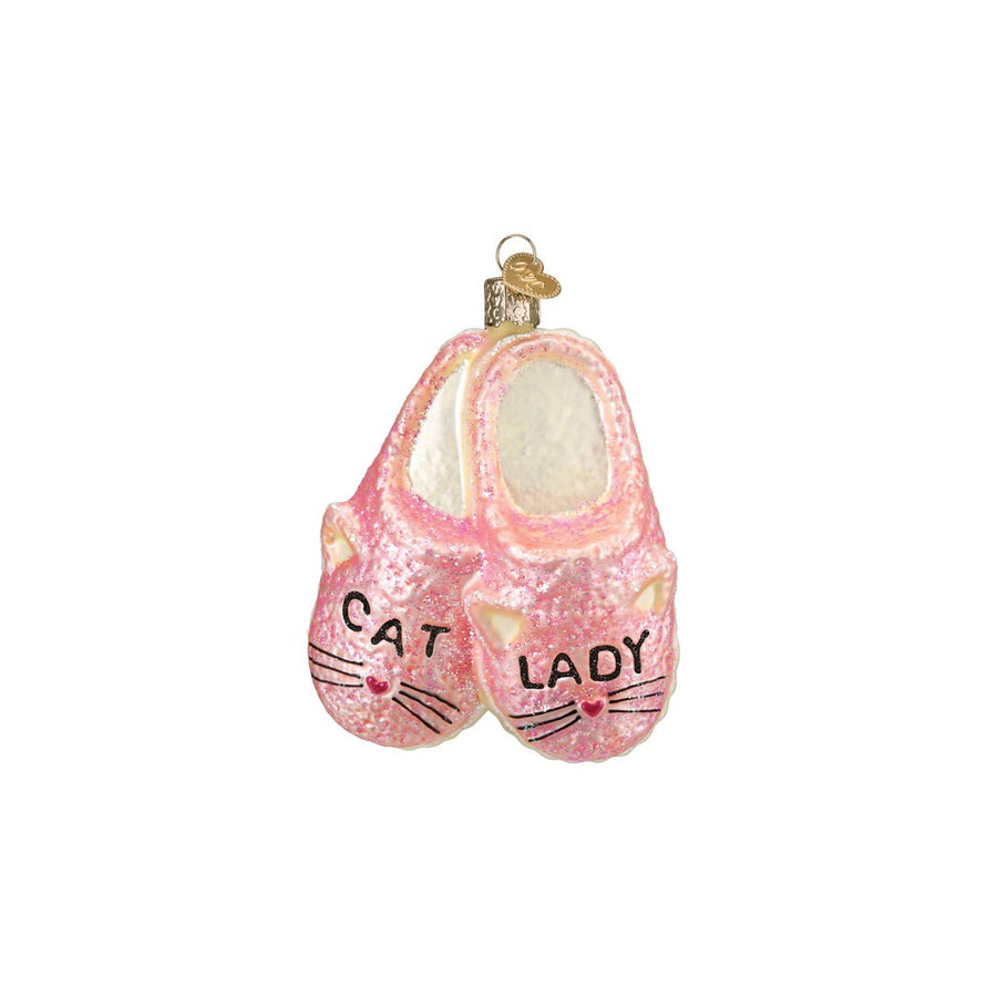 Old World Christmas Cat Lady Slippers Ornament