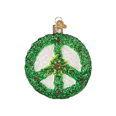 Old World Christmas Holly Peace Symbol Ornament