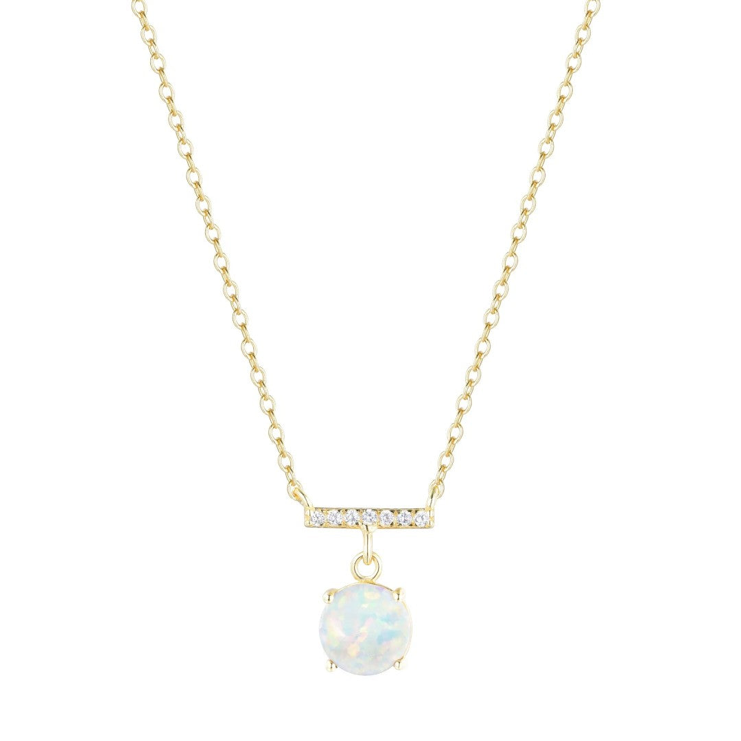 Gemstone Solitaire & Crystal Bar Necklace