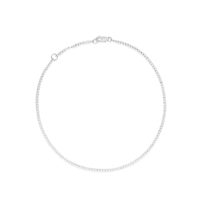 Open Curb Chain Anklet in White Gold