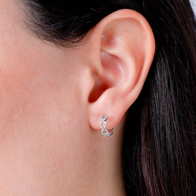 Diamond Open Lattice Huggie Hoops