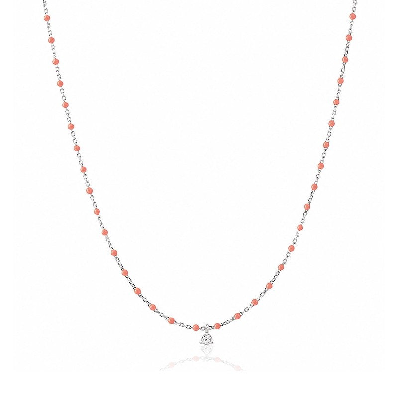 Orange Enamel Beaded Necklace