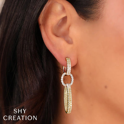 Shy Creation Oval Drop Diamond Earrings