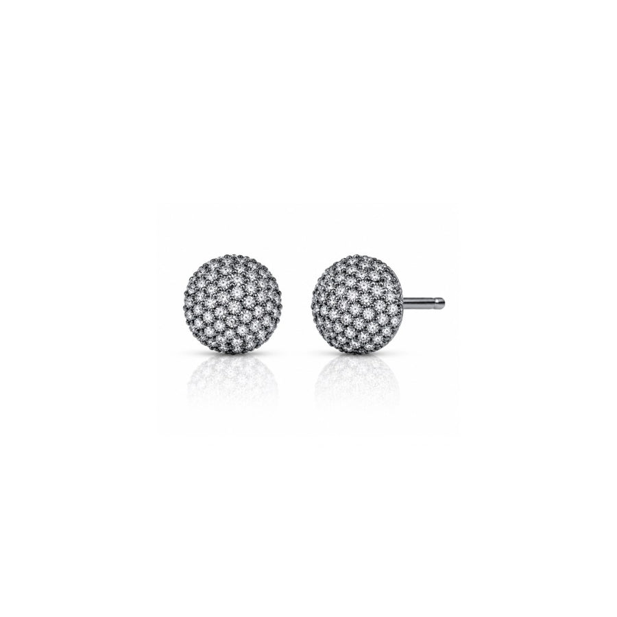 Oxidized Pave Button Stud Earrings