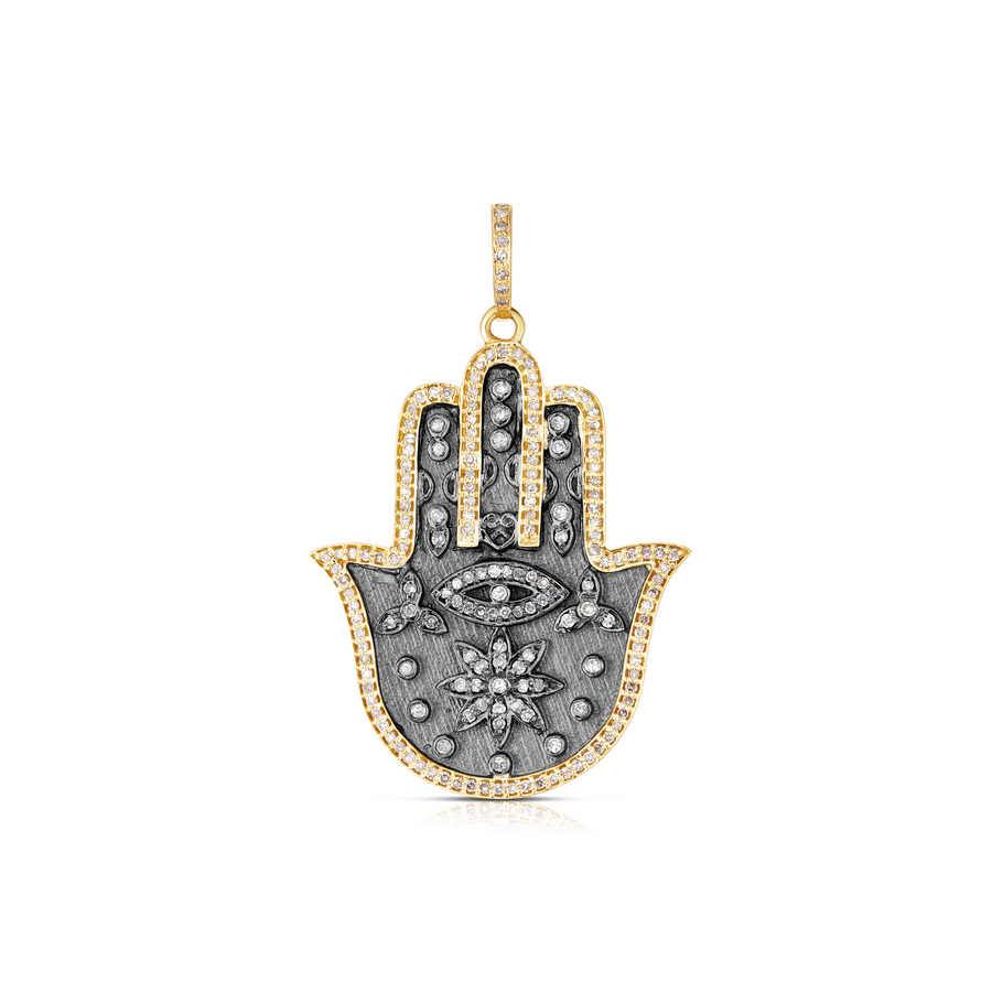 Tara Mikolay Two Tone Diamond Hamsa Charm
