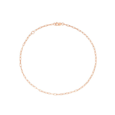 Paperclip Chain Anklet in Rose Gold