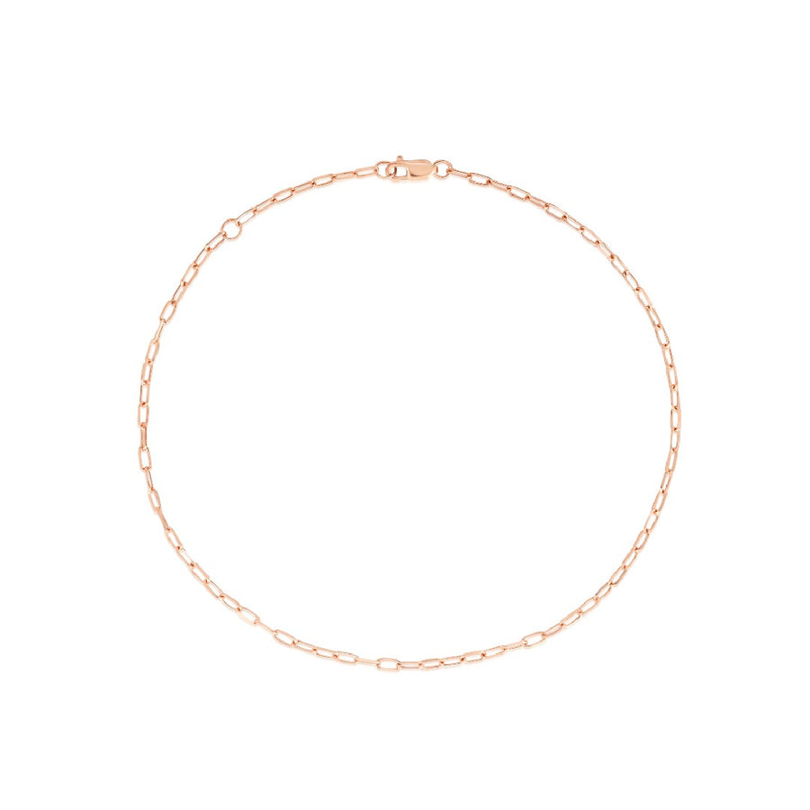 Paperclip Chain Anklet in Rose Gold