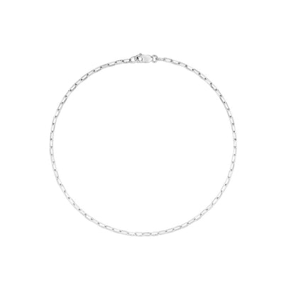 Paperclip Chain Anklet in White Gold