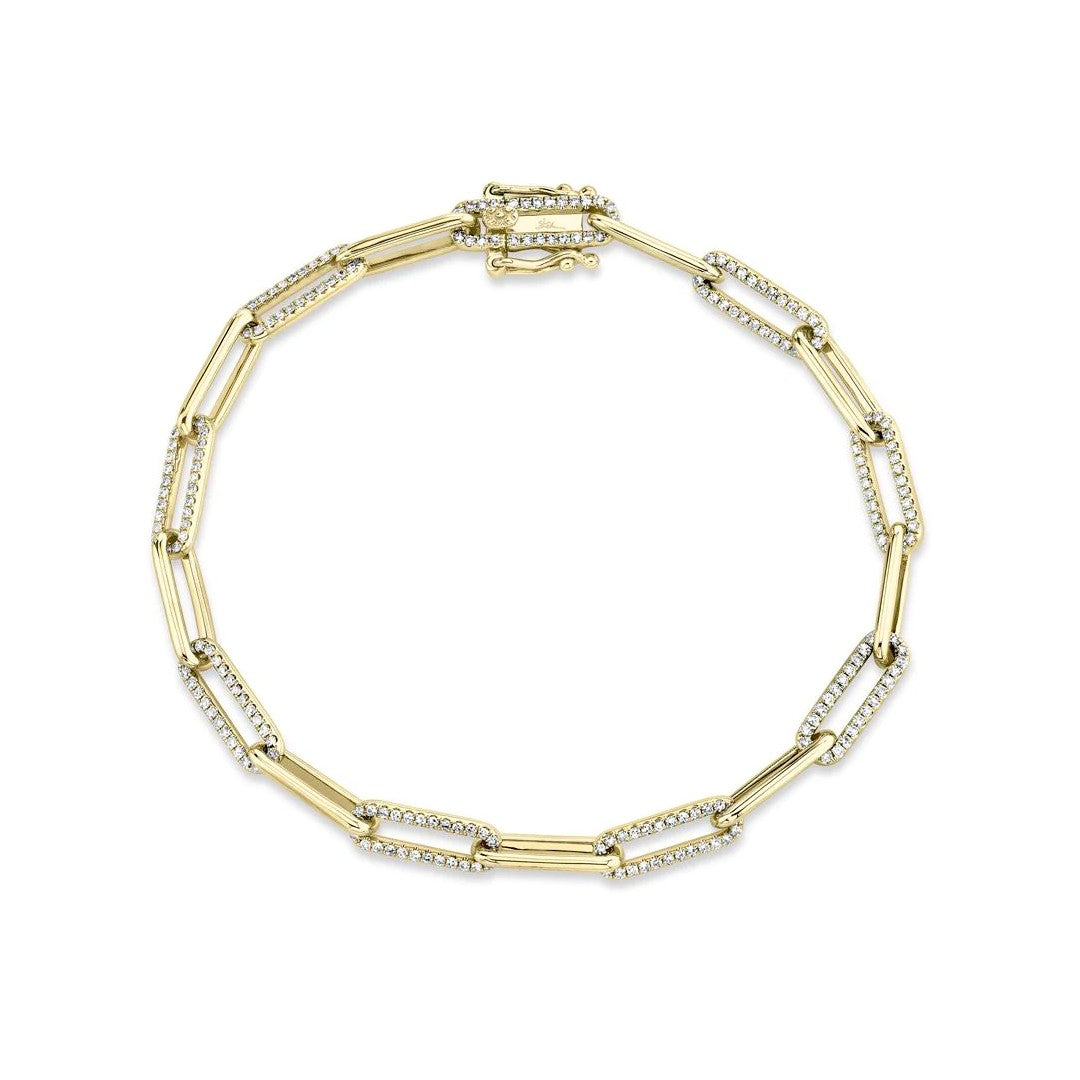 Shy Creation Paperclip Chain Bracelet with Diamond Links
