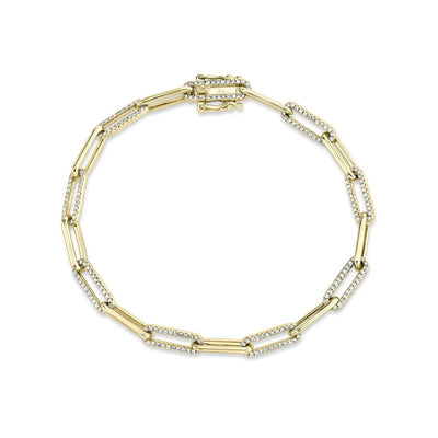 Shy Creation Paperclip Chain Bracelet with Diamond Links