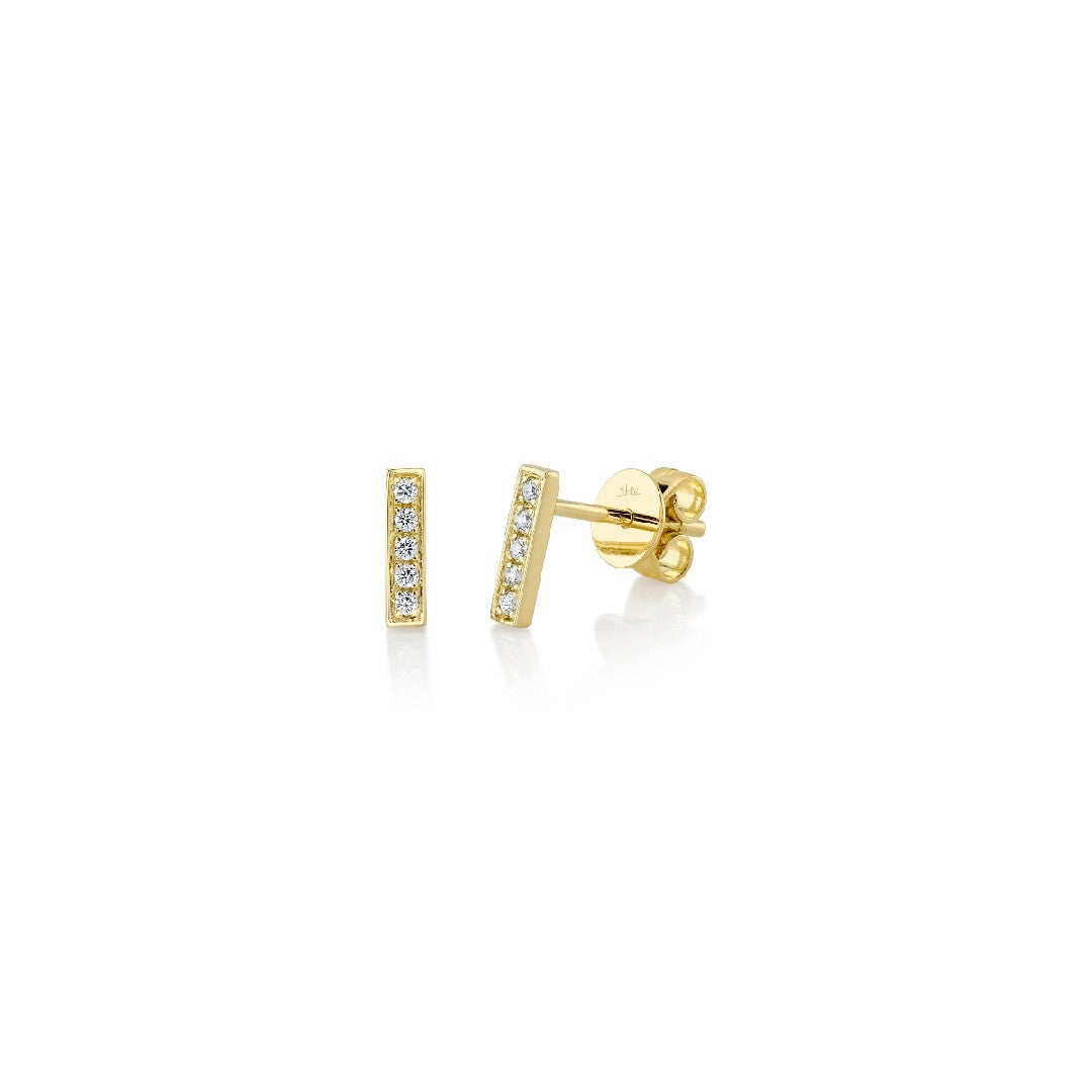 Shy Creation Pave Diamond Bar Stud Earrings
