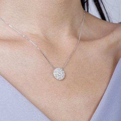 Round Diamond Cluster Pendant Necklace