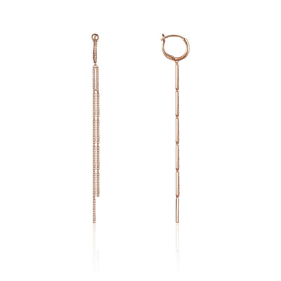 Pave Diamond Stick Drop Earrings