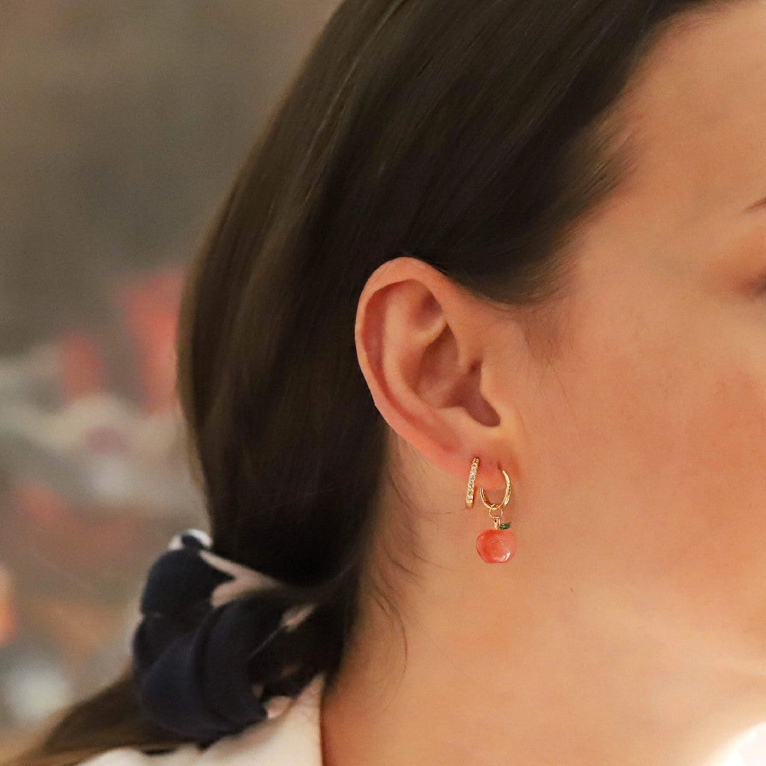 Ombre Pave Red CZ Huggie Hoops