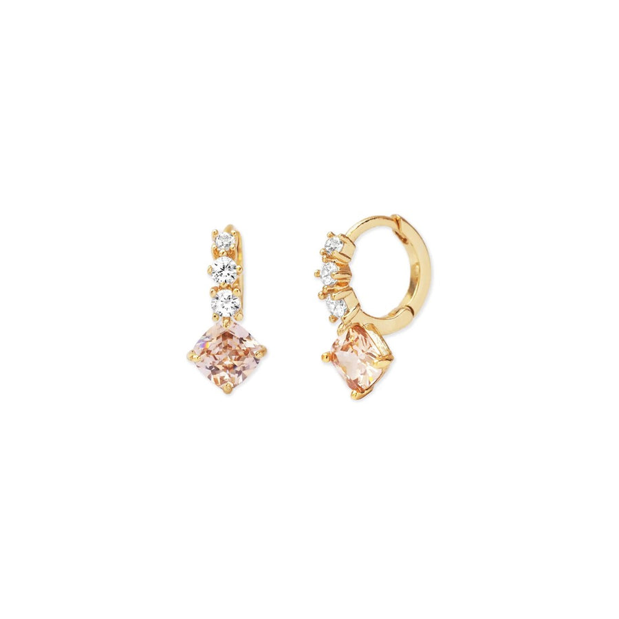 Peach CZ Huggie Hoops