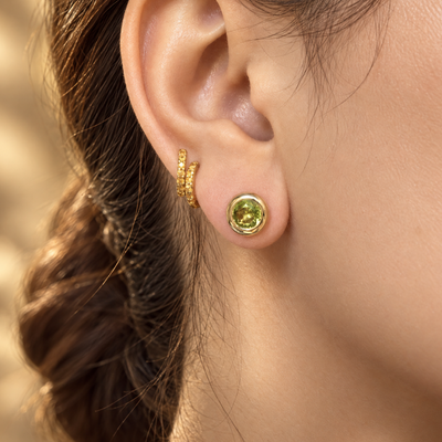 Jane Taylor Peridot Chubby Bezel Studs