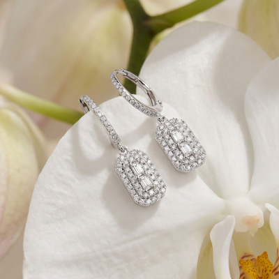 Petite Diamond and White Gold Dangle Earring