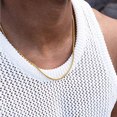 Pig & Hen Gold Steel Box Chain Necklace