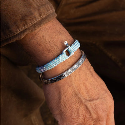 Pig & Hen Vicious Vik Summer Blue - Stone Gray | Silver Men's Bracelet