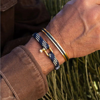 Pig & Hen Vicious Vik Navy - Lemon | Gold Men's Bracelet
