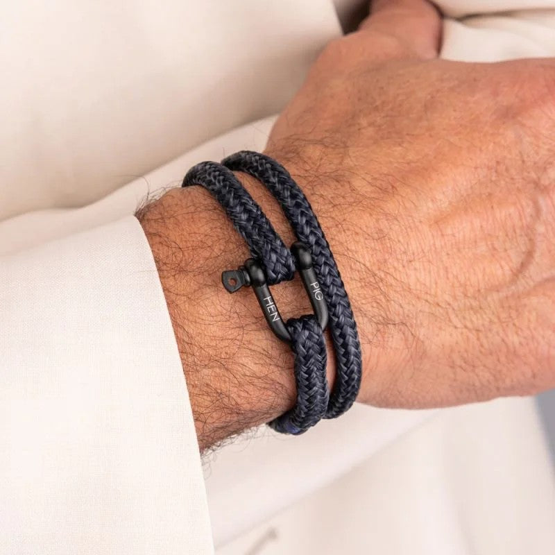 Pig & Hen Salty Steve Navy - Slate Gray | Black Men's Bracelet