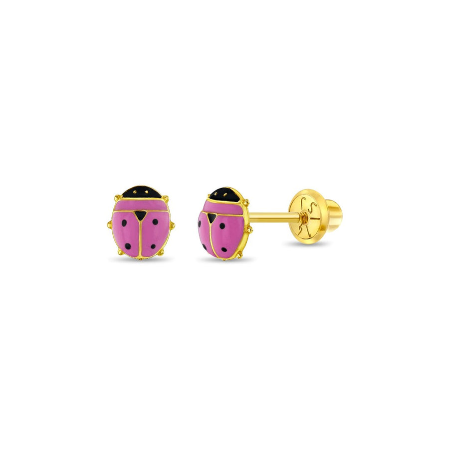 Pink Ladybug Little Girl's Stud Earrings
