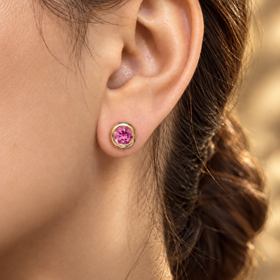 Jane Taylor Pink Tourmaline Chubby Bezel Studs