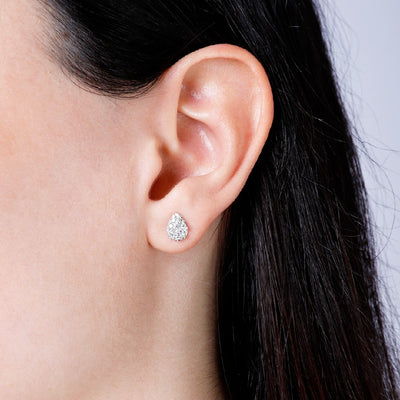 Diamond Pear Cluster Studs in Platinum