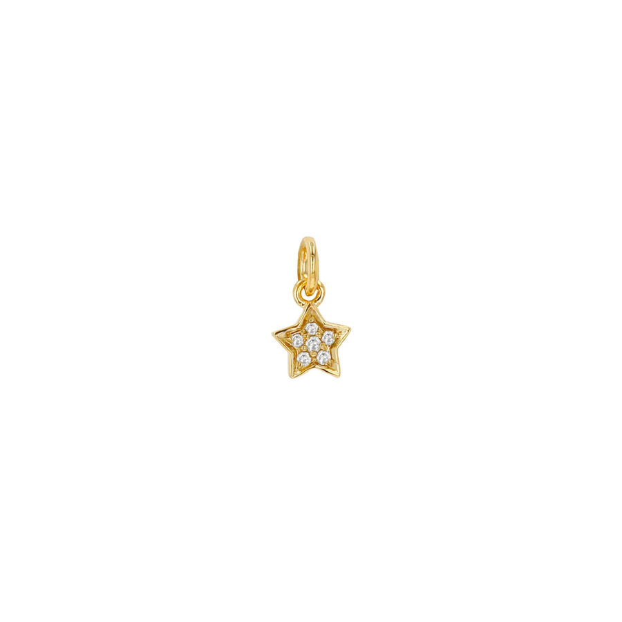 gold star charm with diamonds on white background