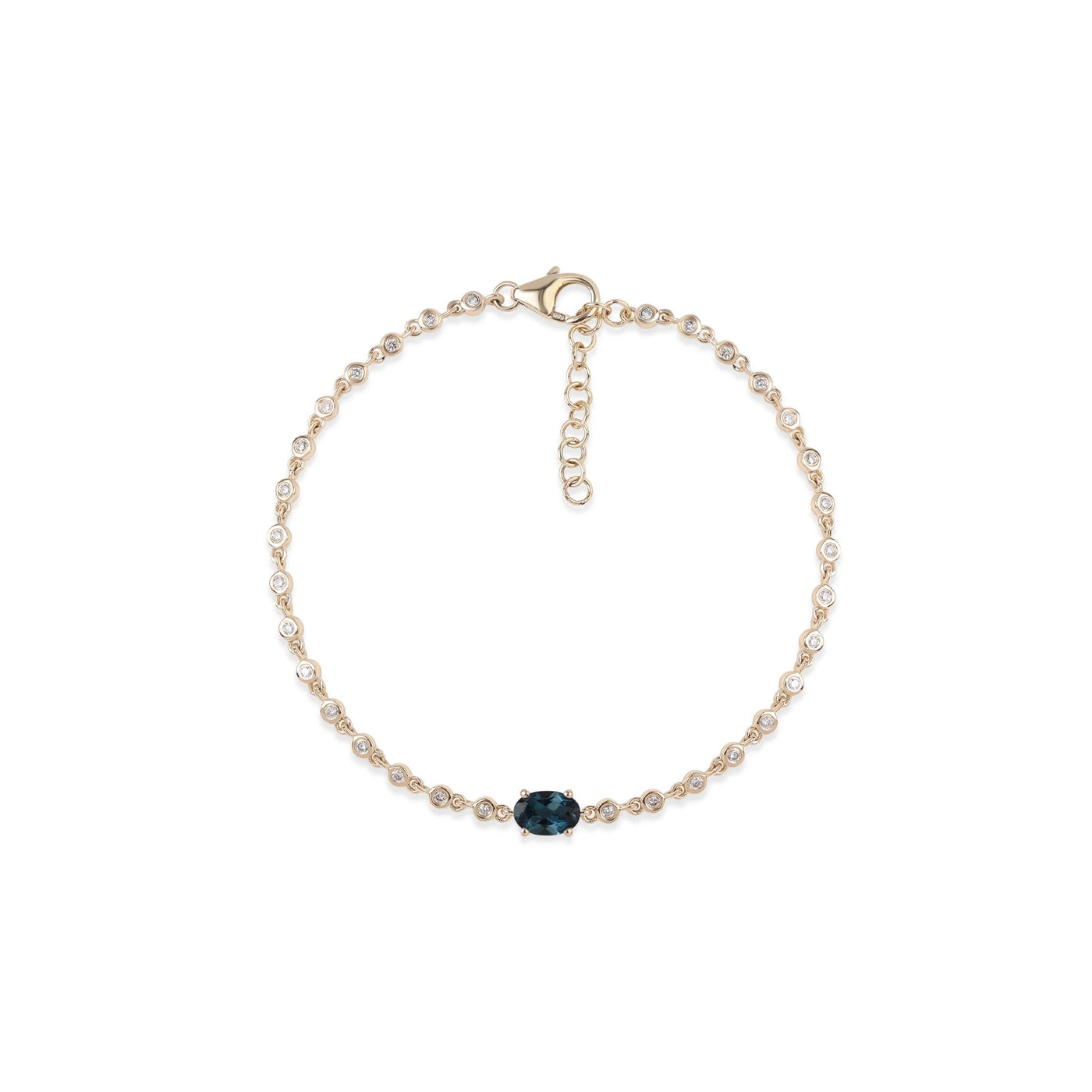 Rachel Reid London Blue Topaz Mini Diamond Bezel Bracelet