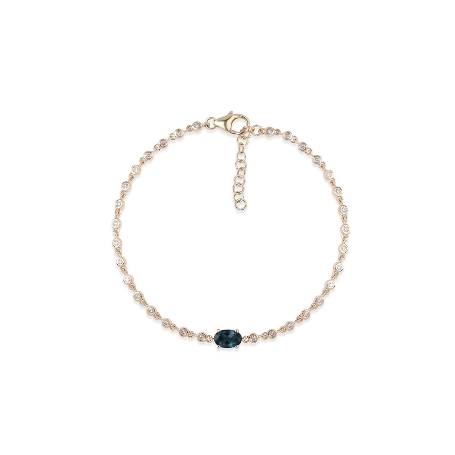 Rachel Reid London Blue Topaz Mini Diamond Bezel Bracelet