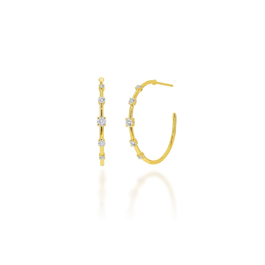 Rachel Reid Medium Diamond Space Hoop Earrings