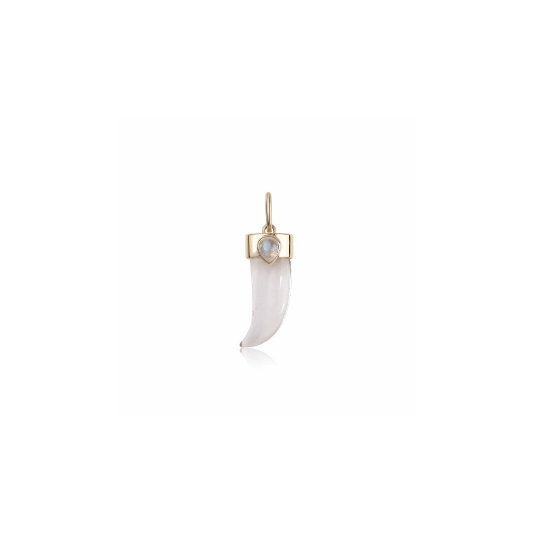 Rachel Reid Rock Crystal & Moonstone Horn Charm