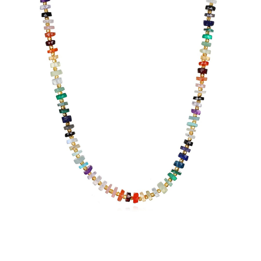 Rainbow Heishi Gemstone Necklace