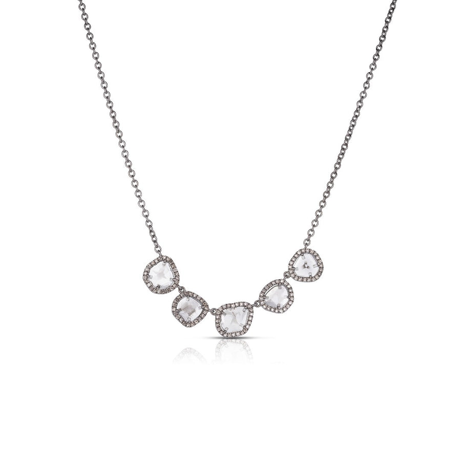 Tara Mikolay Raw Diamond Five Slice Pendant Necklace