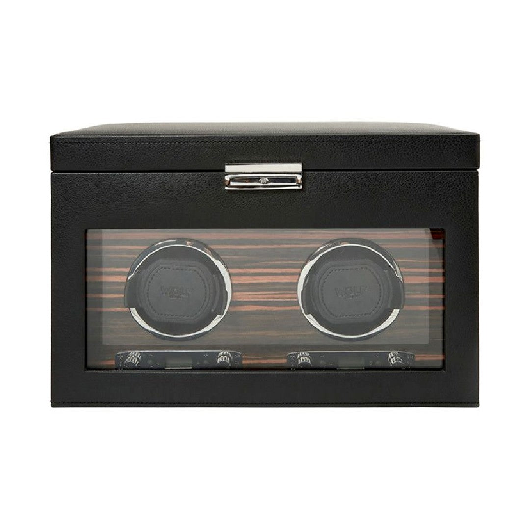 WOLF Roadster Double Watch Winder with Storage