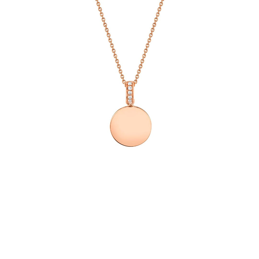 Shy Creation Flat Disc with Diamond Bail Necklace
