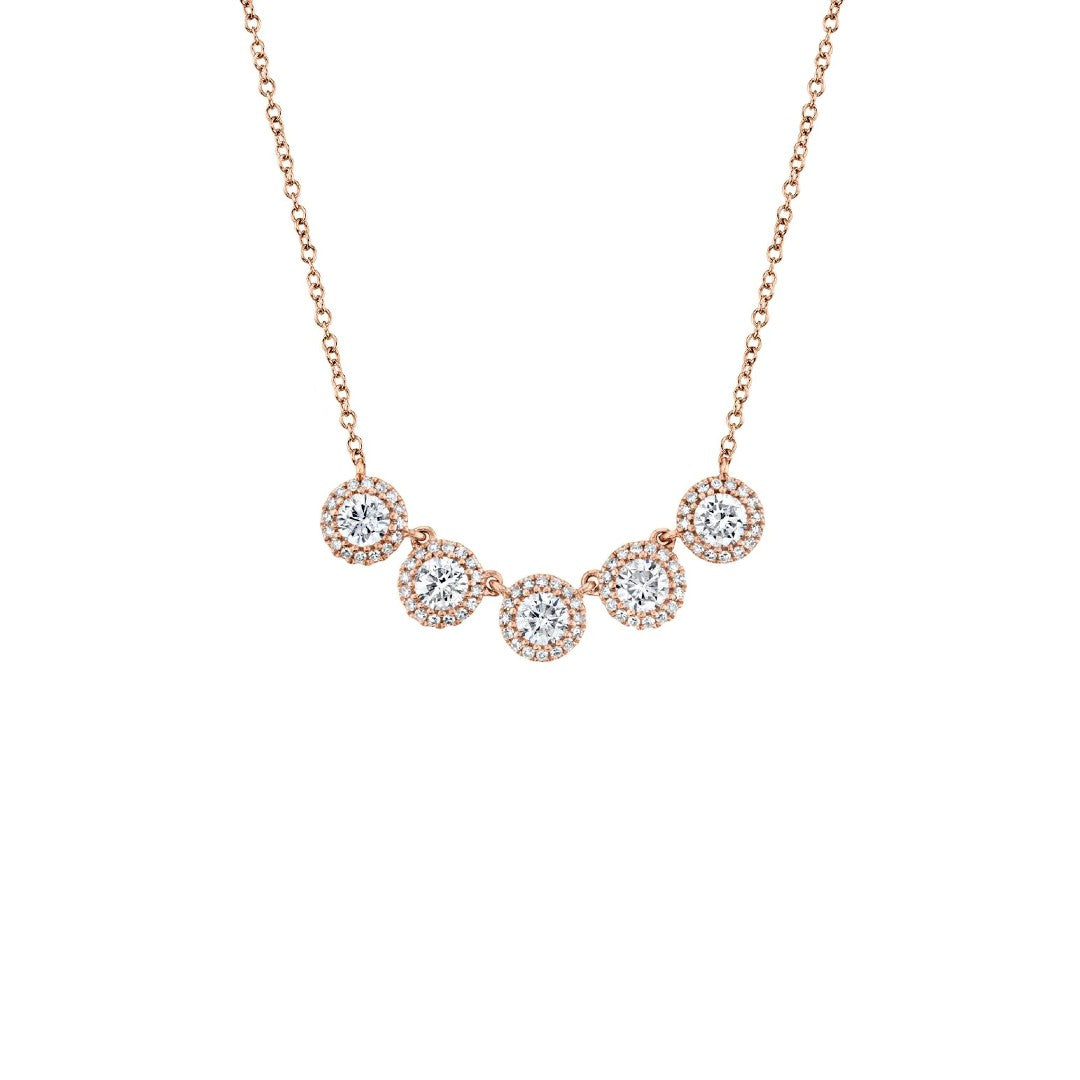Shy Creation Five Pave Diamond Circles Necklace