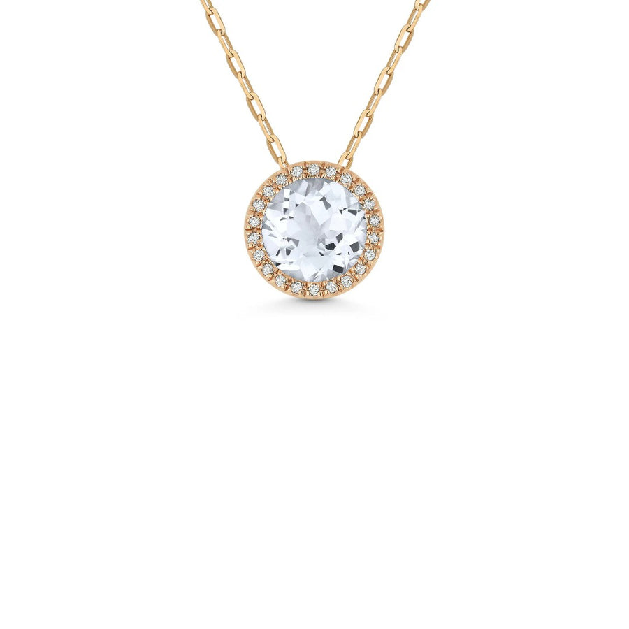 Round White Topaz & Diamond Necklace