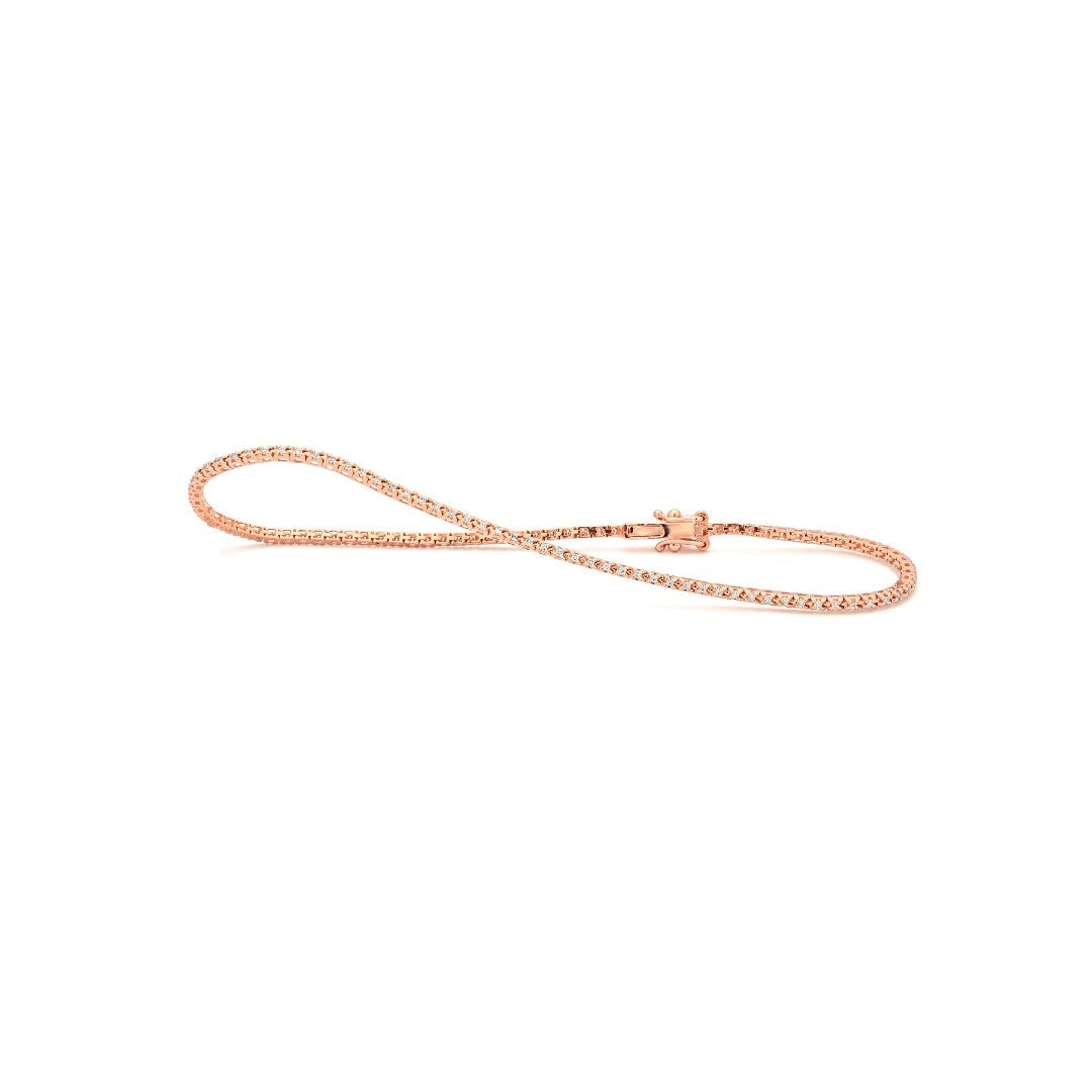 Rose Gold Thin Diamond Tennis Bracelet