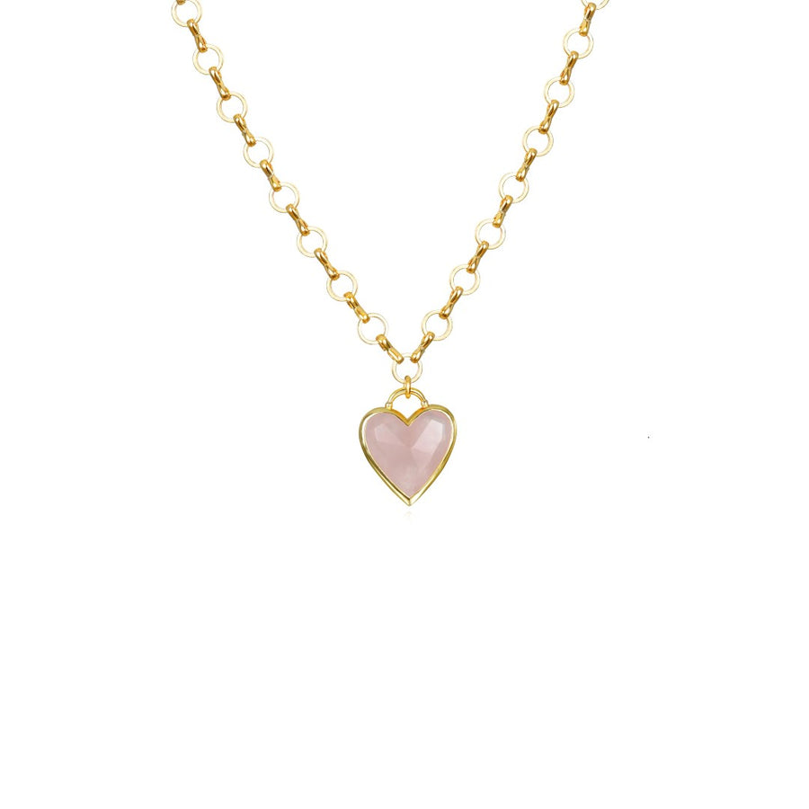 Rose Quartz Petite Heart Necklace