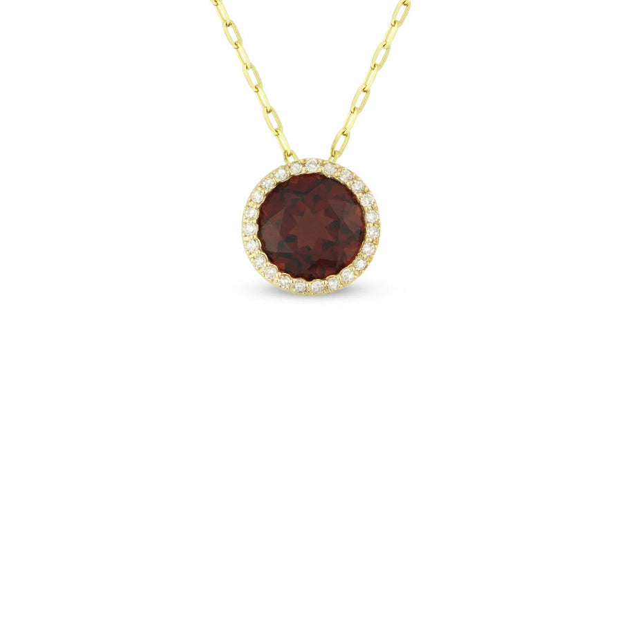 Round Garnet & Diamond Necklace