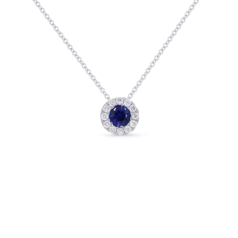 Round Sapphire & Diamond Necklace