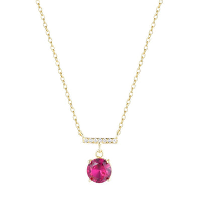 Gemstone Solitaire & Crystal Bar Necklace