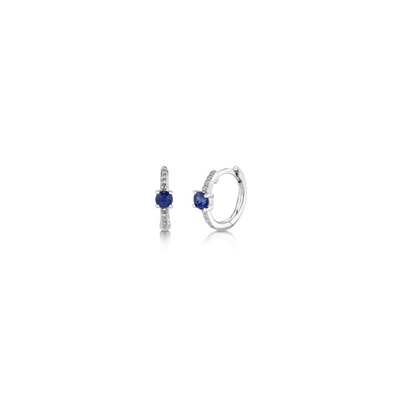 Shy Creation Sapphire & Diamond Huggie Hoops