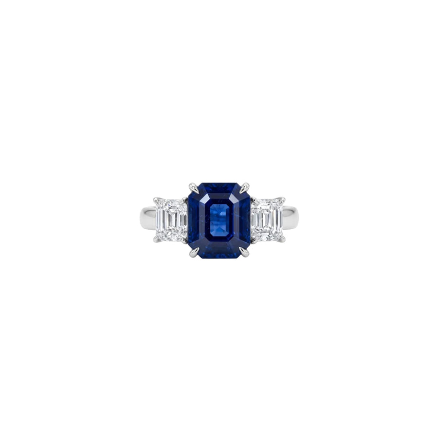 Sapphire & Diamond Three-Stone Ring