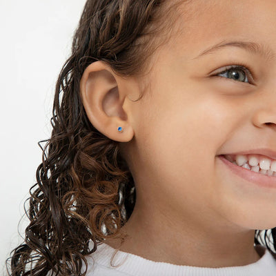 Sapphire Tiny Bezel Little Girl's Stud Earrings