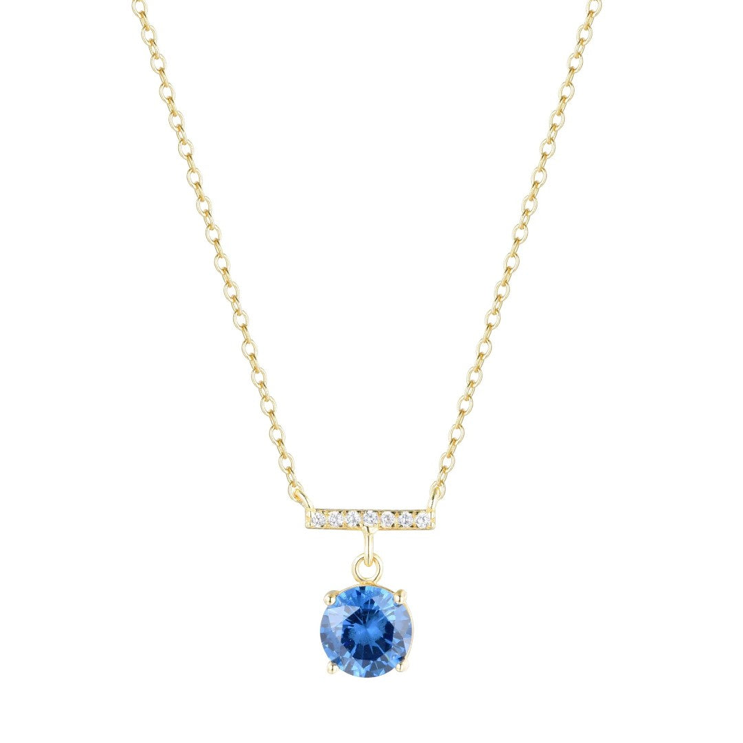 Gemstone Solitaire & Crystal Bar Necklace