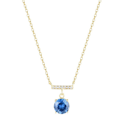 Gemstone Solitaire & Crystal Bar Necklace
