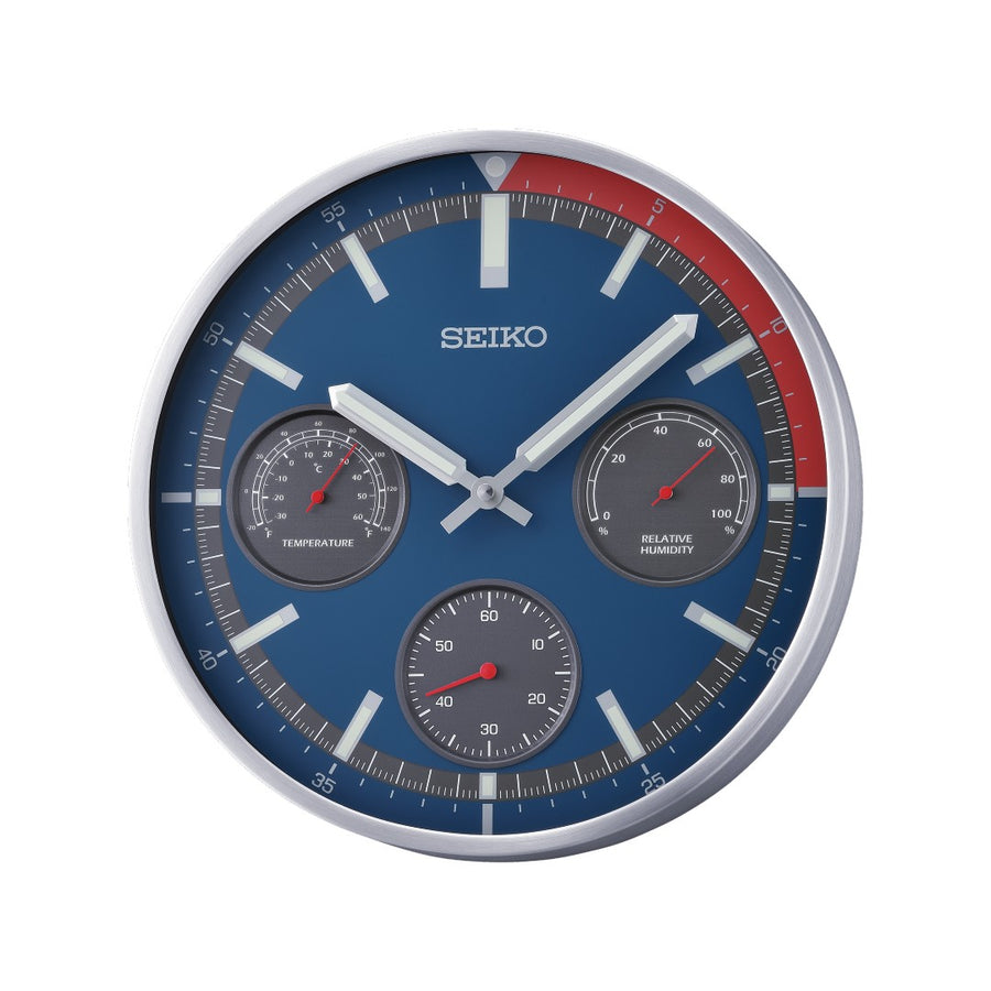 Seiko Wall Clock - Dark Blue & Red